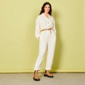Sandro Cream Long-Sleeve Jumpsuit